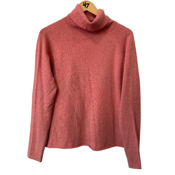 Gene Meyer Sweater Size XL Cashmere Turtleneck Long Sleeve Pullover Salmon Pink - Picture 1 of 6